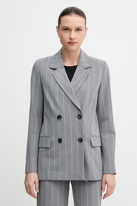 United Colors of Benetton marynarka dwurzędowa damska z wiskozą szary 26Q2DW03L