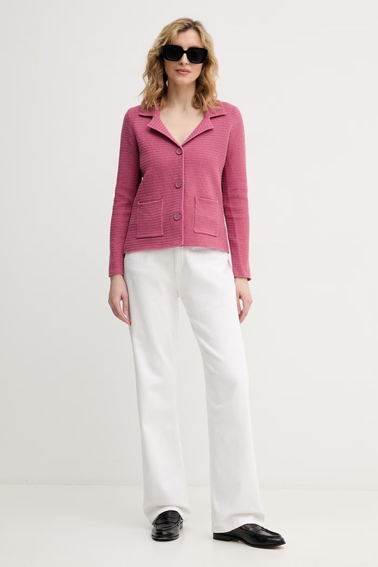 United Colors of Benetton marynarka jednorzędowa damska bawełniana 1TWSD605I różowy SS26