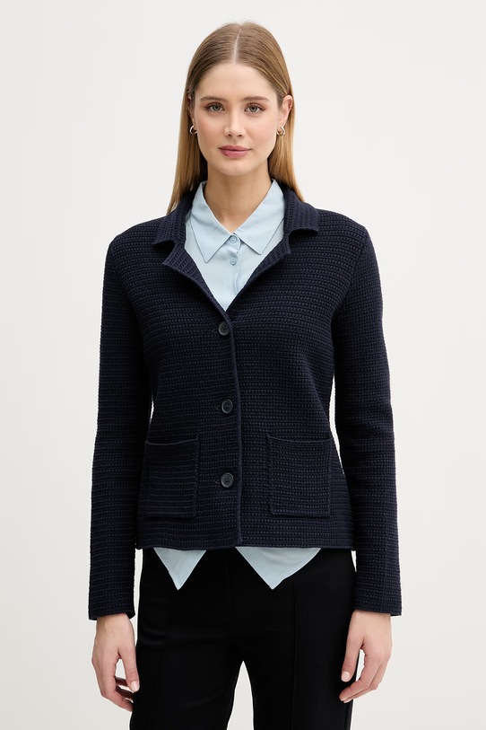 United Colors of Benetton Μονόπετο σακάκι γυναικείο βαμβακερό σκούρο μπλε 1TWSD605I