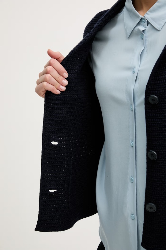 United Colors of Benetton Μονόπετο σακάκι γυναικείο βαμβακερό 1TWSD605I σκούρο μπλε