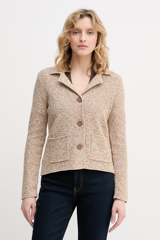 United Colors of Benetton Μονόπετο σακάκι γυναικείο βαμβακερό μπεζ 1TWSD605I