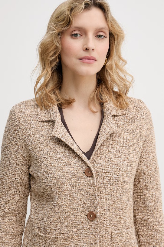 United Colors of Benetton Μονόπετο σακάκι γυναικείο βαμβακερό μπεζ 1TWSD605I
