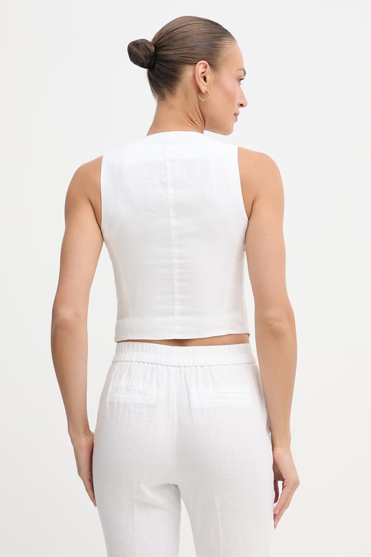 Odjeća United Colors of Benetton jednoredni prsluk ženski laneni 2AGHDJ014 bijela