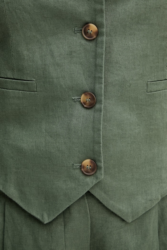 United Colors of Benetton gilet monopetto da donna in lino 2AGHDJ014 verde