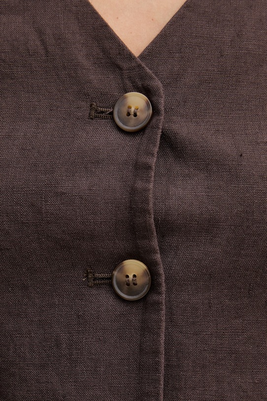 United Colors of Benetton jednoredni prsluk za žene od lana 2AGHDJ014 smeđa