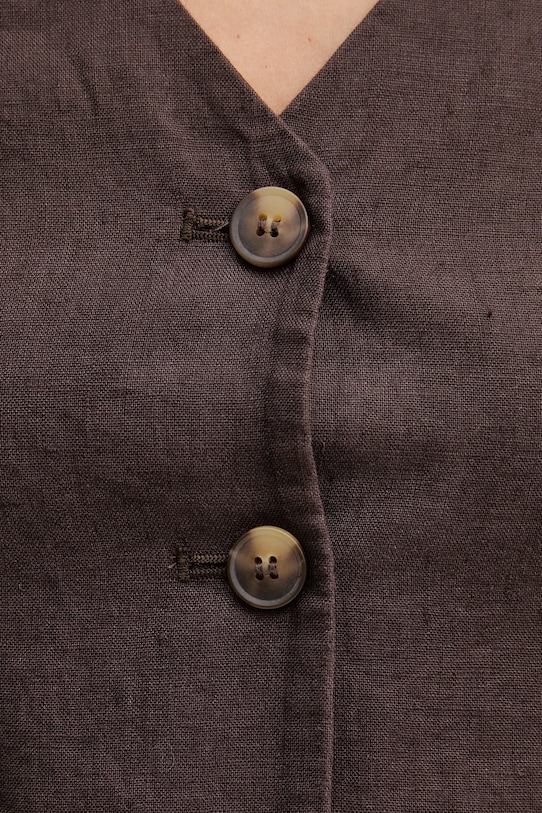 United Colors of Benetton jednoredni prsluk za žene od lana 2AGHDJ014 smeđa