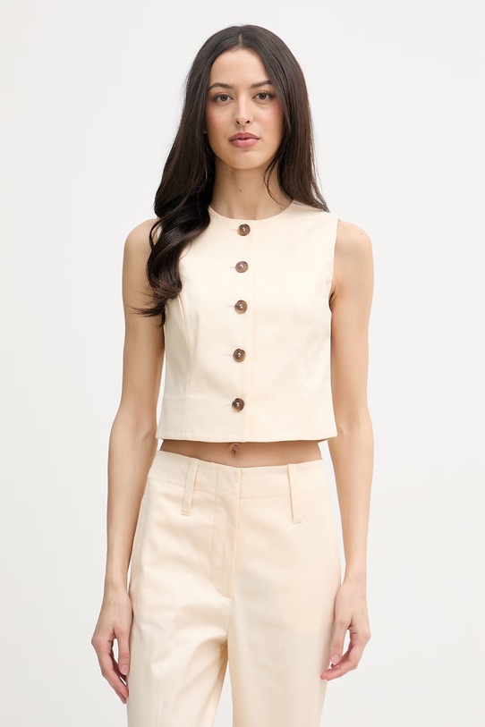 United Colors of Benetton telovnik ženski bombažen bež 29YYDJ016