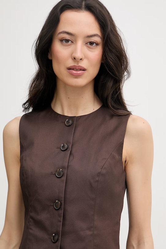 United Colors of Benetton vesta dámska bavlnená hnedá 29YYDJ016