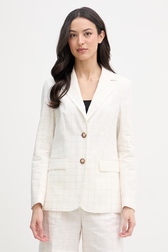 United Colors of Benetton μονόπετο σακάκι γυναικείο με λινό μπεζ 2V6GDW03O