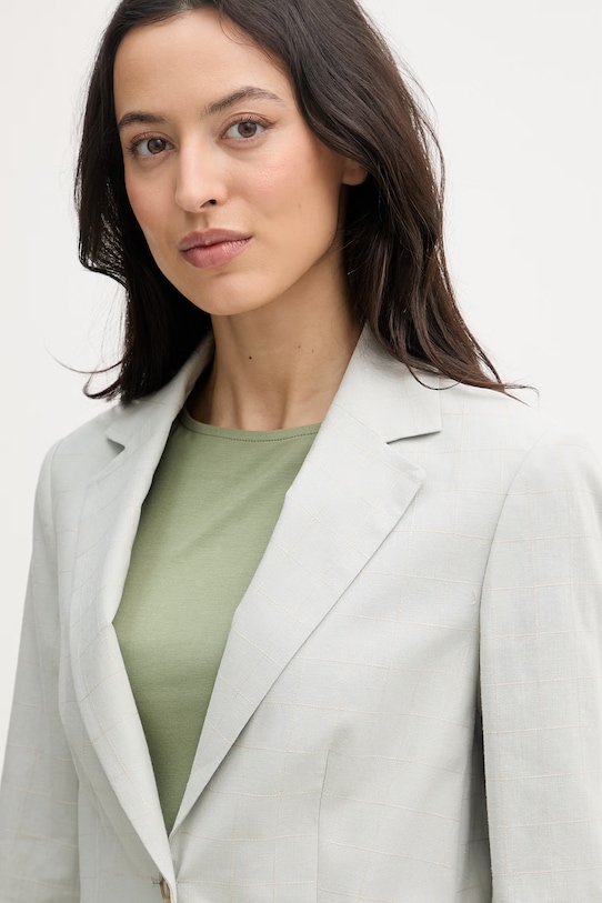 United Colors of Benetton sacou cu un singur rând de nasturi pentru femei, din in verde 2V6GDW03O