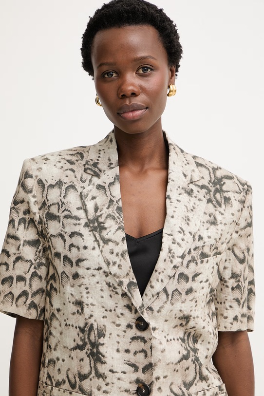 Pinko giacca monopetto da donna in lino beige 106879.A3BL