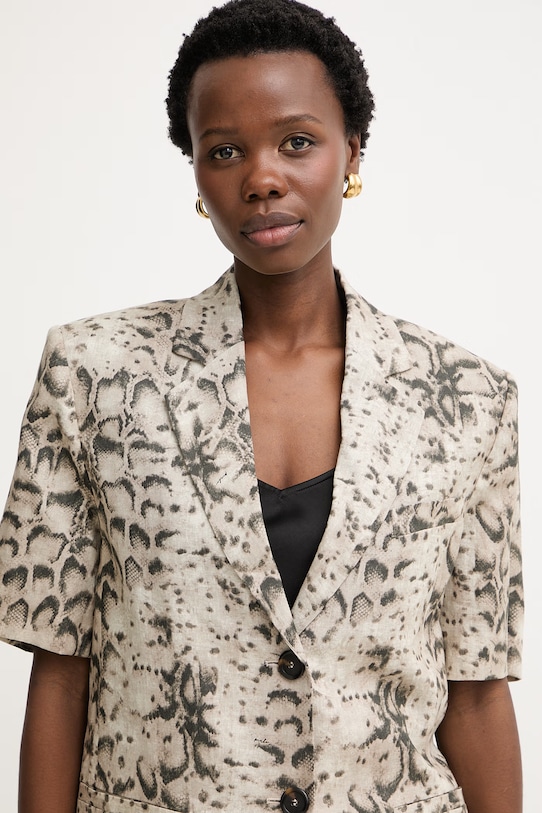 Pinko giacca monopetto da donna in lino beige 106879.A3BL