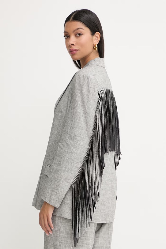 Pinko σταυρωτό σακάκι γυναικείο με λινό γκρί 106925.A3AS