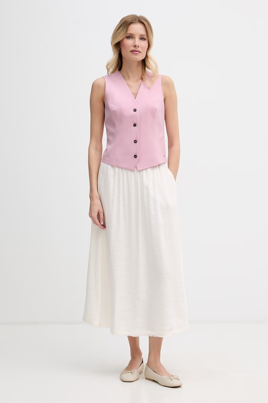 Tommy Hilfiger jednoradová vesta dámska s prímesou vlny WW0WW48882 ružová SS26