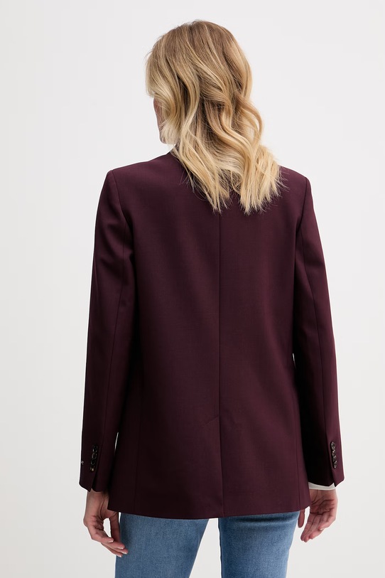 Oblečenie Tommy Hilfiger jednoradové sako dámske s prímesou vlny WW0WW49589 burgundské