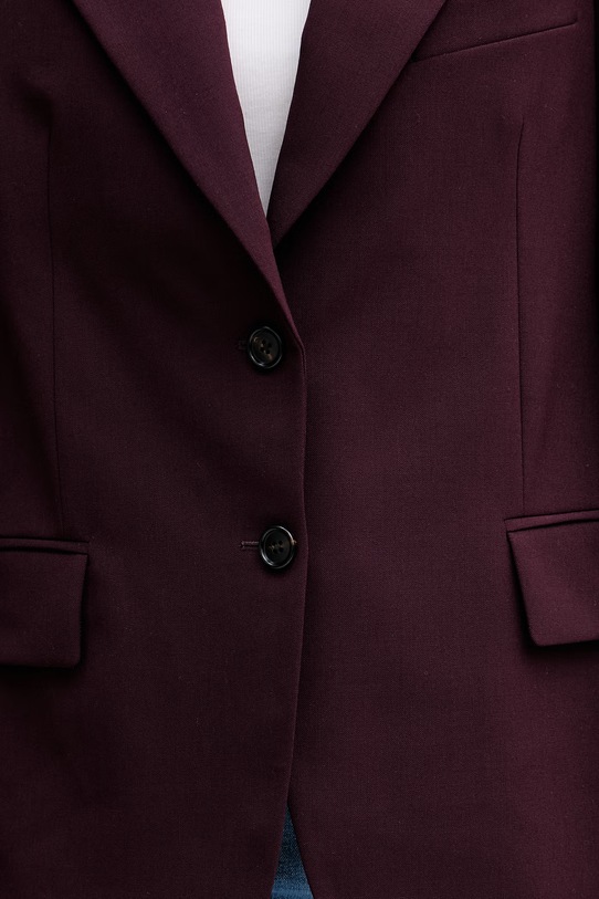Tommy Hilfiger jednoradové sako dámske s prímesou vlny WW0WW49589 burgundské