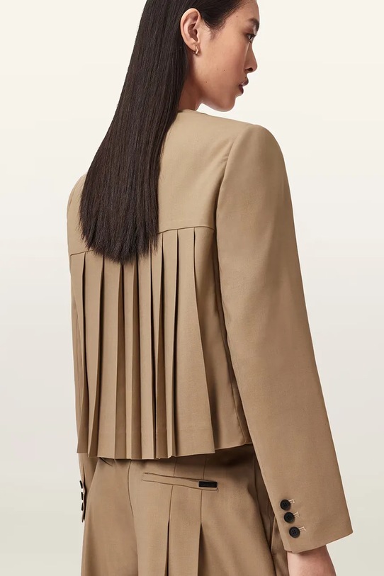 AllSaints marynarka jednorzędowa damska z wełną POPPY W016QE brązowy