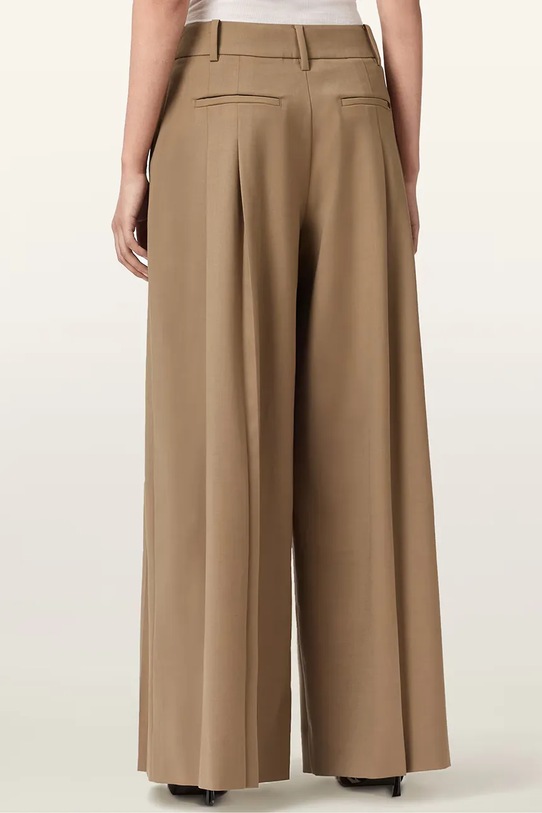 AllSaints spodnie wide leg damskie z wełną POPPY W017QE brązowy SS26