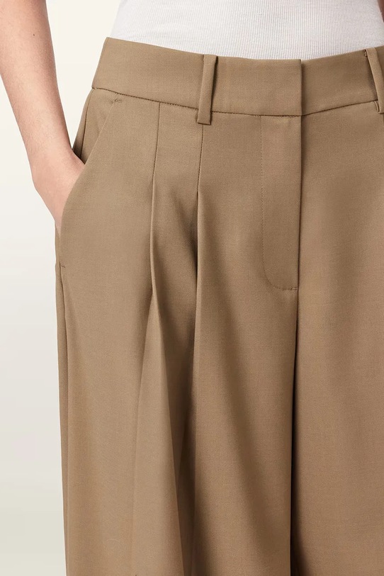 AllSaints spodnie wide leg damskie z wełną POPPY brązowy W017QE