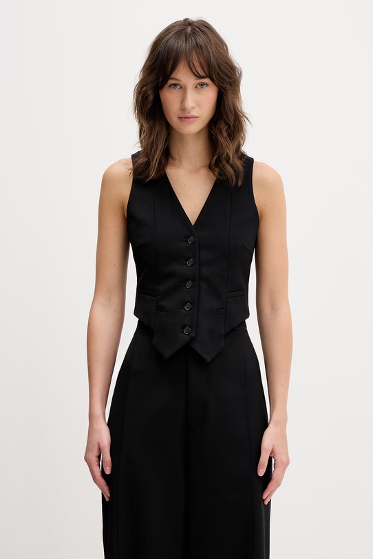 VETEMENTS kamizelka z dodatkiem wełny z podszewką czarny WE76TV360B