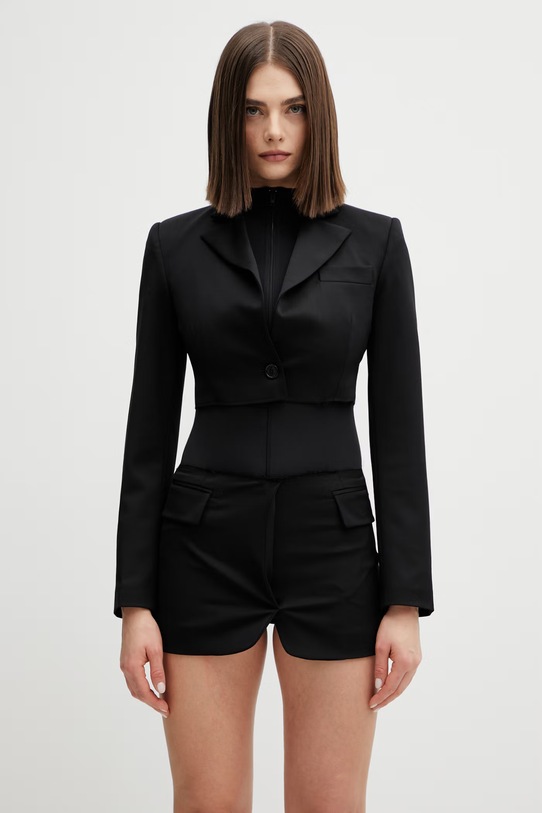 VETEMENTS marynarka z dodatkiem wełny Deconstructed z podszewką czarny WE76TJ362B