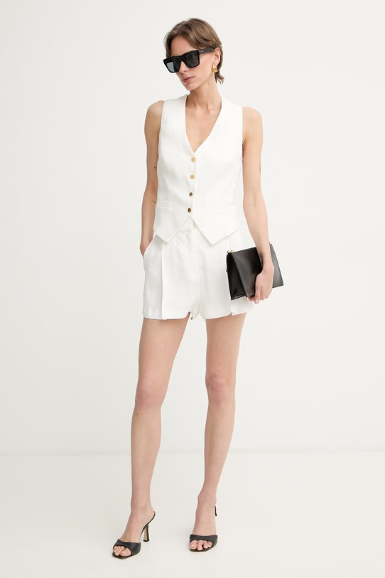 Elisabetta Franchi γιλέκο γυναικείο με λινό GL00862E2 μπεζ SS26