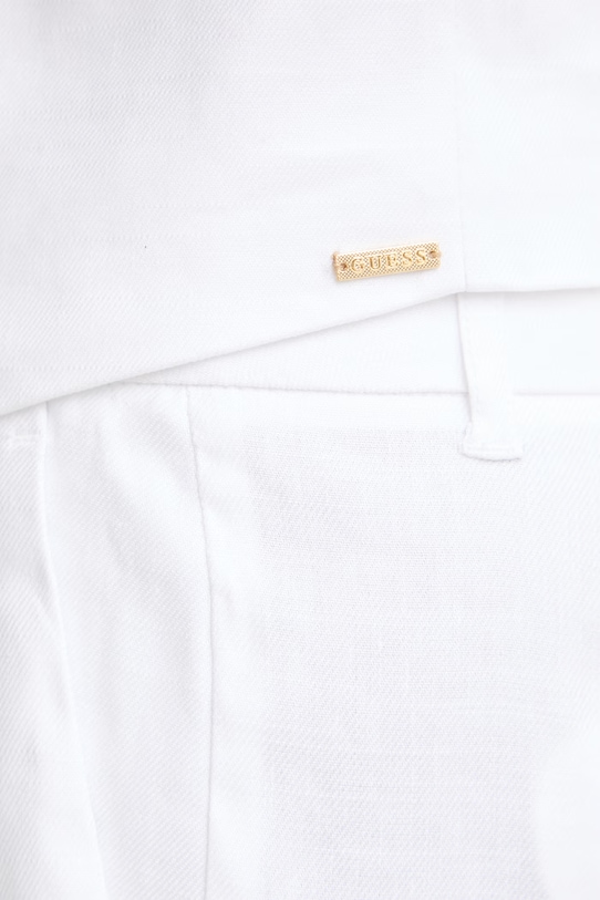 Guess μονόπετο γιλέκο γυναικείο με λινό CARLA W6GHAA.W2839 λευκό