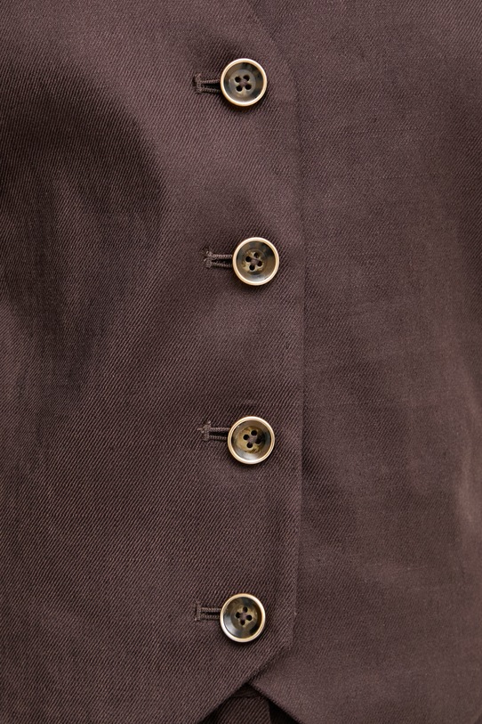 Guess μονόπετο γιλέκο γυναικείο με λινό CARLA W6GHAA.W2839 καφέ