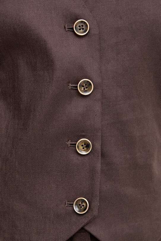 Guess μονόπετο γιλέκο γυναικείο με λινό CARLA W6GHAA.W2839 καφέ