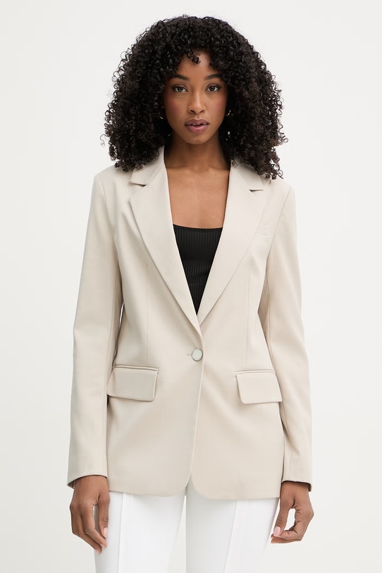 Guess marynarka jednorzędowa damska z wiskozy BRUNA beżowy W6GN04.W1747