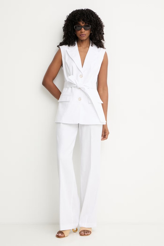 Guess μονόπετο σακάκι γυναικείο με λινό CARLA W6GN05.W1760 λευκό SS26