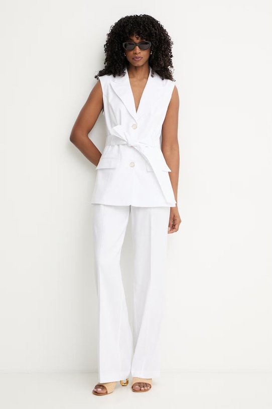 Guess μονόπετο σακάκι γυναικείο με λινό CARLA W6GN05.W1760 λευκό SS26