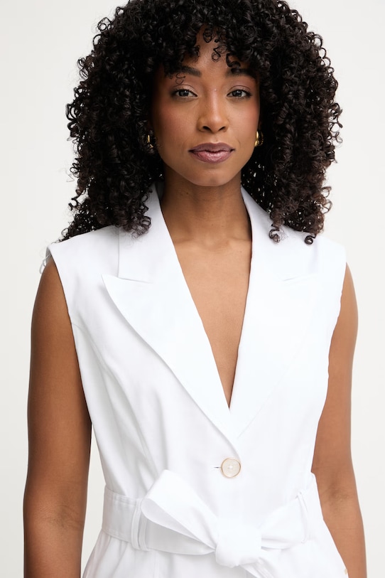 Guess μονόπετο σακάκι γυναικείο με λινό CARLA W6GN05.W1760 λευκό