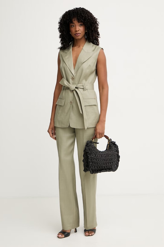 Guess μονόπετο σακάκι γυναικείο με λινό CARLA W6GN05.W1760 πράσινο SS26