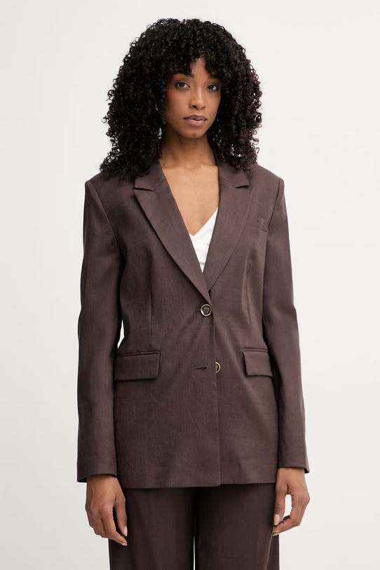 Guess giacca monopetto da donna con misto lino CARLA marrone W6GN19.W2838