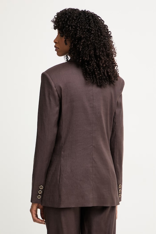 Одяг Guess однобортний піджак жіночий з додаванням льону CARLA W6GN19.W2838 коричневий
