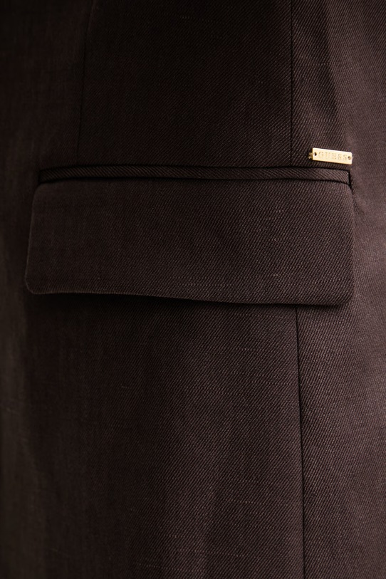 Guess giacca monopetto da donna con misto lino CARLA W6GN19.W2838 marrone