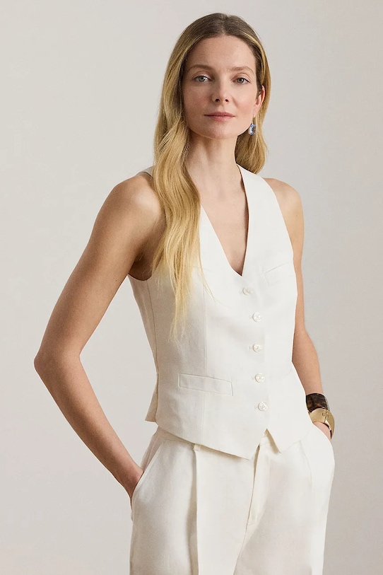 Lauren Ralph Lauren kamizelka damska z wiskozy biały 200P08858