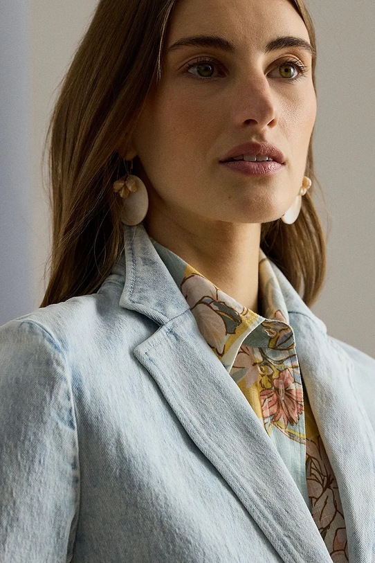 Lauren Ralph Lauren marynarka damska bawełniana niebieski 200P09002