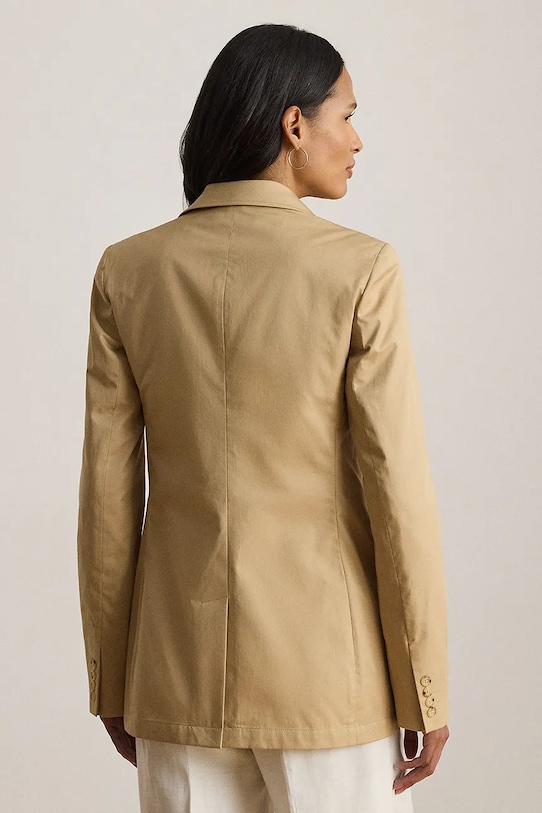 Lauren Ralph Lauren marynarka dwurzędowa damska bawełniana 200B22031 beżowy SS26