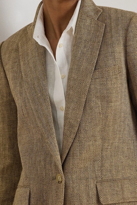 Lauren Ralph Lauren marynarka damska lniana beżowy 200P09022