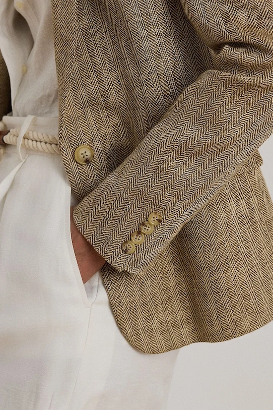 Lauren Ralph Lauren marynarka damska lniana 200P09022 beżowy