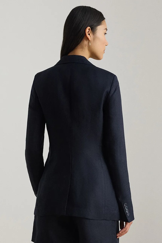 Lauren Ralph Lauren marynarka jednorzędowa damska z lnem 200P13643 granatowy SS26