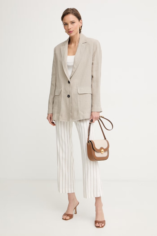 Max&Co. однобортний піджак жіночий лляний MCOSTAMPA 2616041015200 бежевий SS26