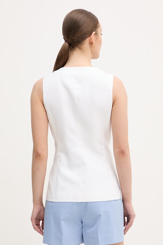 Odzież Tommy Hilfiger kamizelka jednorzędowa damska z lnem WW0WW49765 beżowy