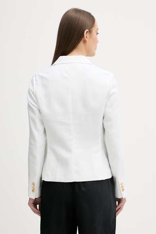 Oblečenie Tommy Hilfiger jednoradové sako dámske s prímesou ľanu WW0WW49335 biela