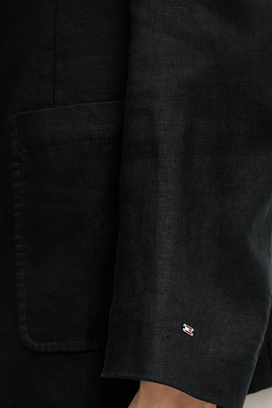 Tommy Hilfiger suknjič ženski z lanom WW0WW49598 črna