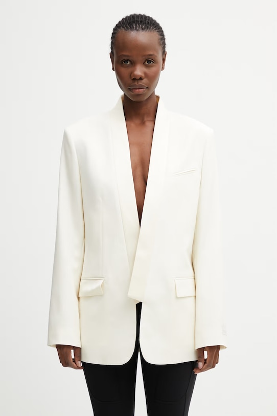 Kenzo Blazer / Gilet marynarka wełniana damska beżowy FG52VE2839TF