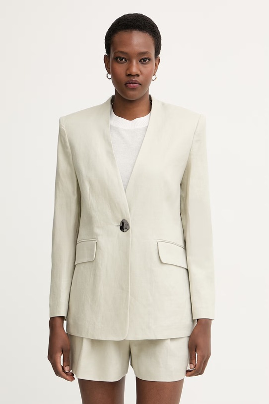 Armani Exchange jednoradové sako dámske ľanové béžová XW001985.AF21530