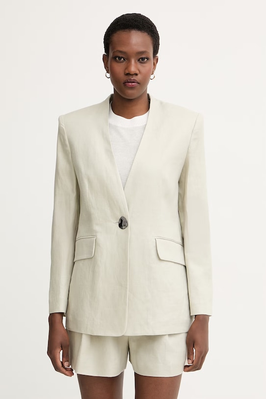 Armani Exchange jednoradové sako dámske ľanové béžová XW001985.AF21530